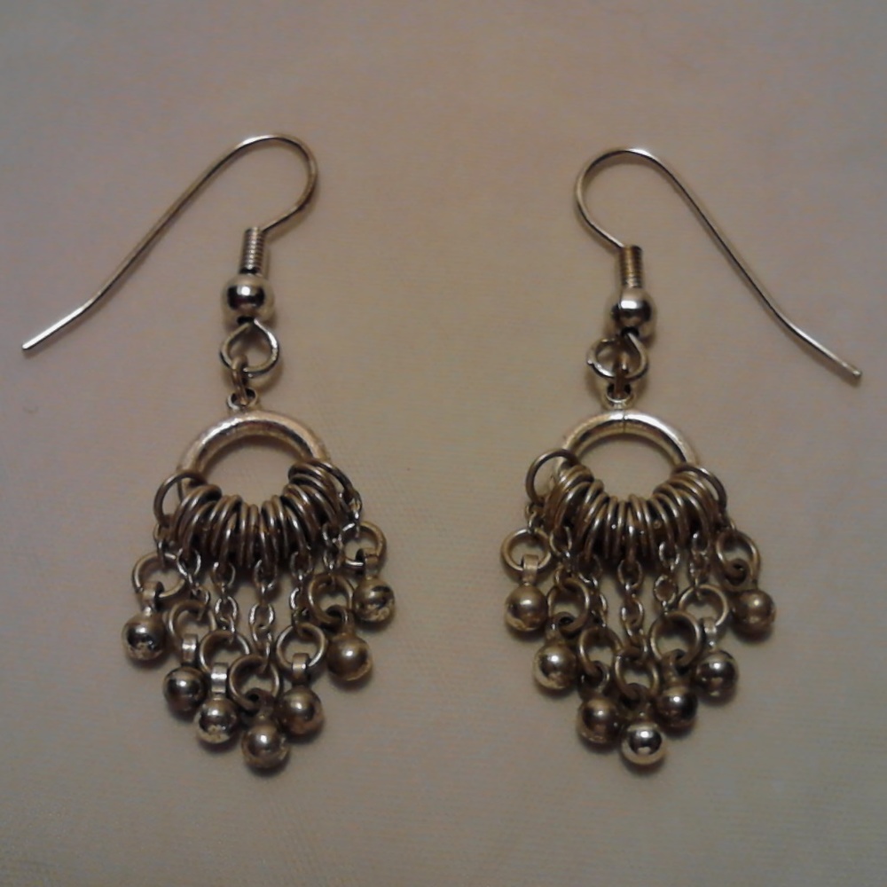 NWOT Silvertone Fish Hook Dangle Earrings